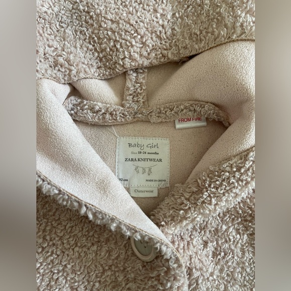 Zara knitwear toddler baby pink furry jacket size 18-24 months - Picture 2 of 4